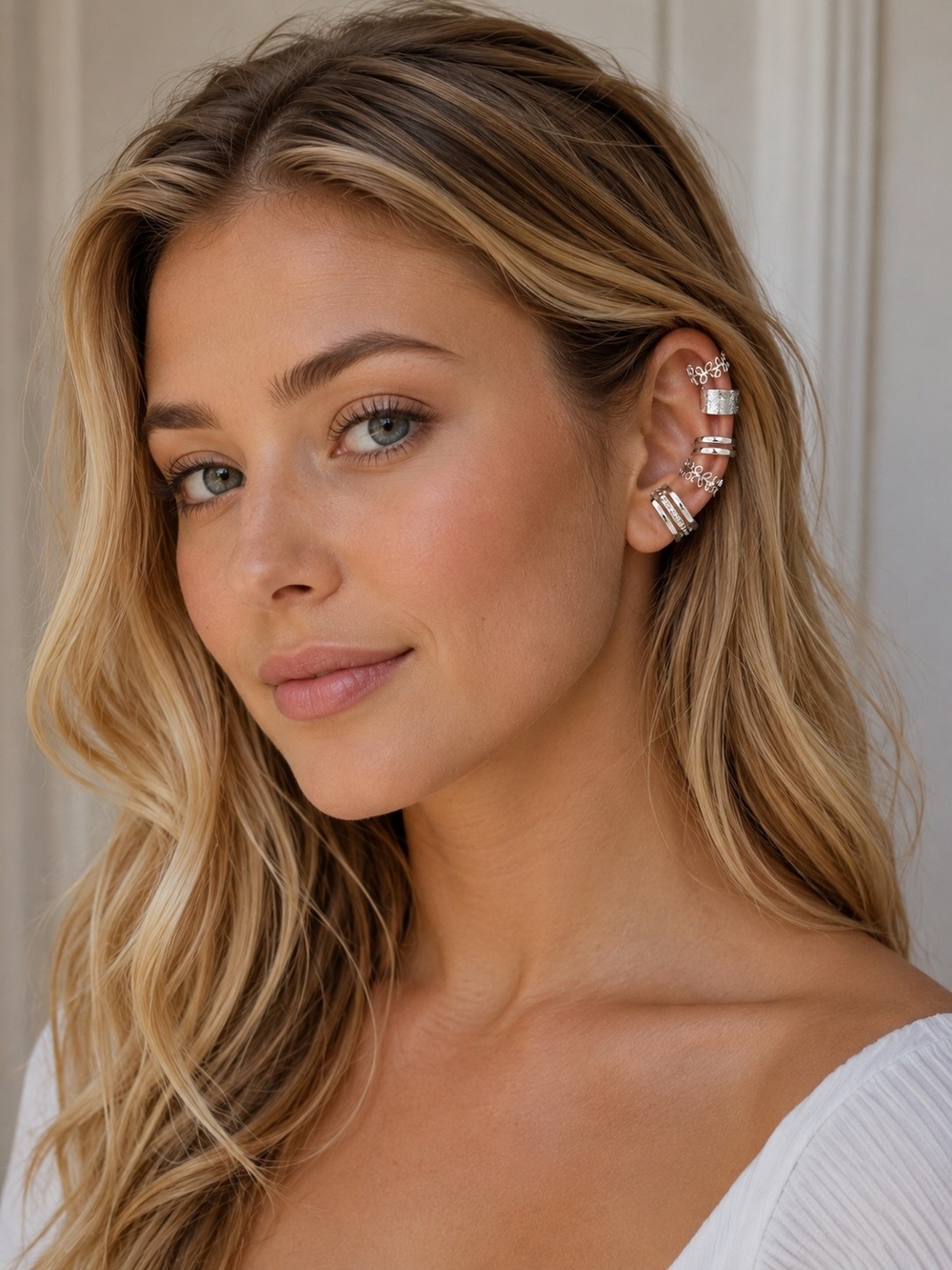Silver Ear Cuff Set - Mixed Stackable Designs - Picture 2 of 6